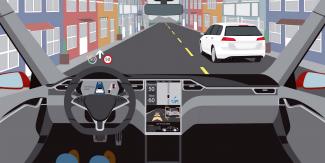 Autonomes Fahren aus Sicht des Fahrers, keinen Hände am Steuer